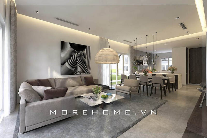 Thiết kế phòng khách liền phòng ăn đẹp